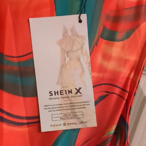SHEIN Vibrant Orange and Green Maxi Dress - Picture 3 of 6